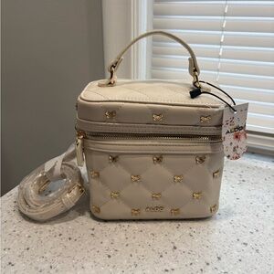 NWT ALDO Beige Quilted Mini Bag with Gold Butterfly Accents